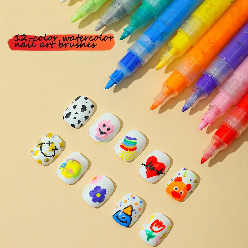 12 PCS nail art pen set, nail art painting pen nail art pen nail polish tool, used for DIY nail art beauty painting nails
