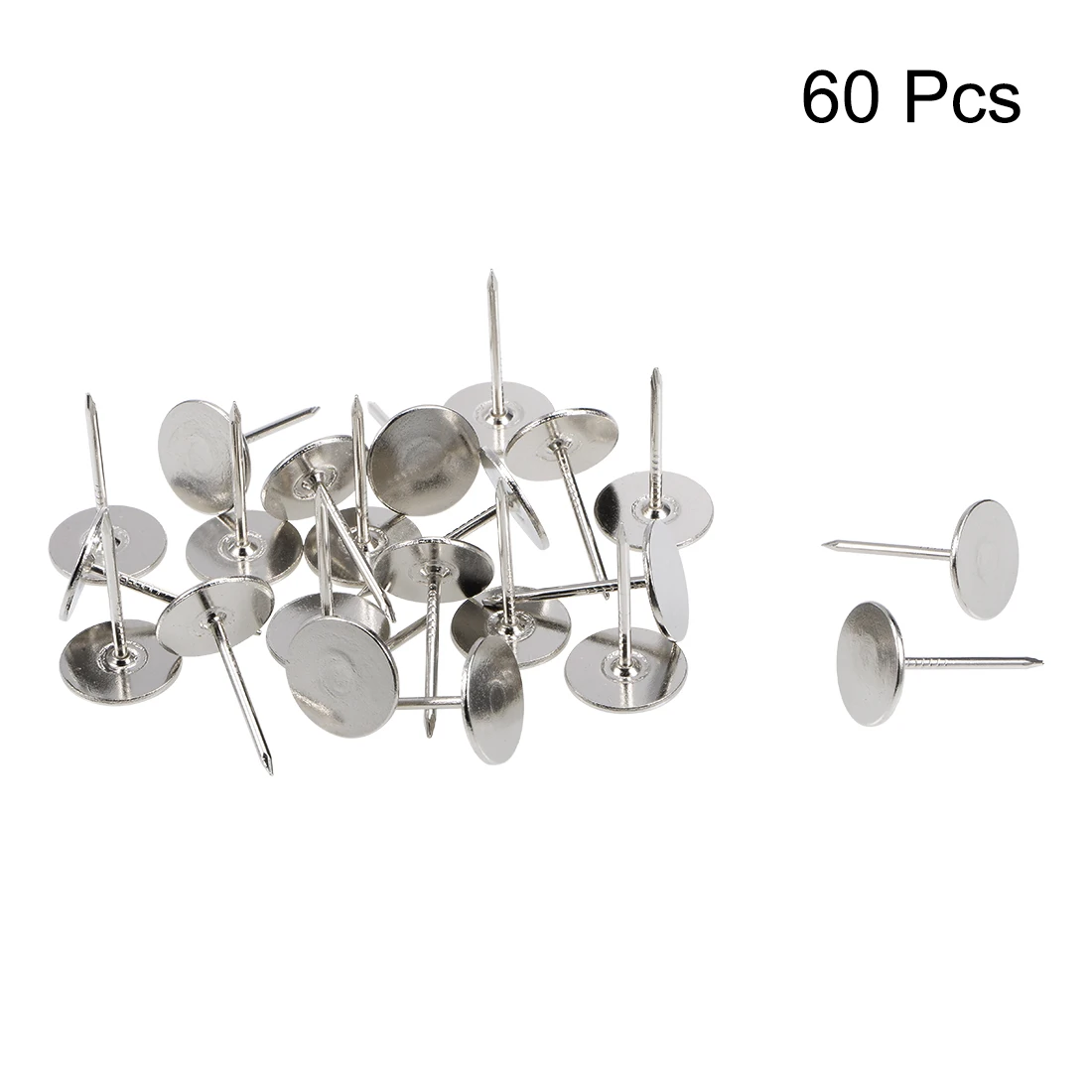 uxcell 20/40/60/80/100/150/200pcs Upholstery Nails Tacks 16x20/16x25/19x23mm Flat Head Furniture Nails Silver Tone