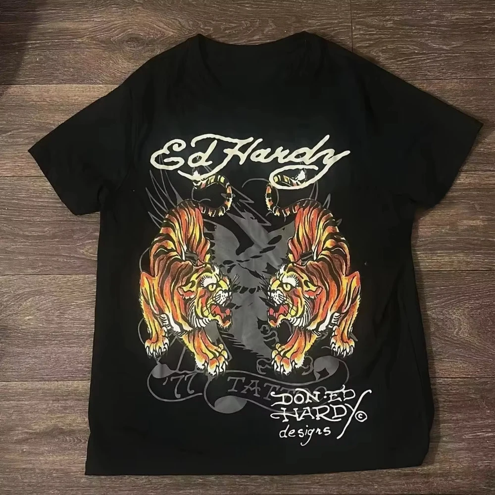 2026 Unisex Vintage Tattoo Beast Graphic T-shirt Regular Fit Short Sleeve Tee Retro Animal Art Print Summer Cotton Casual Top