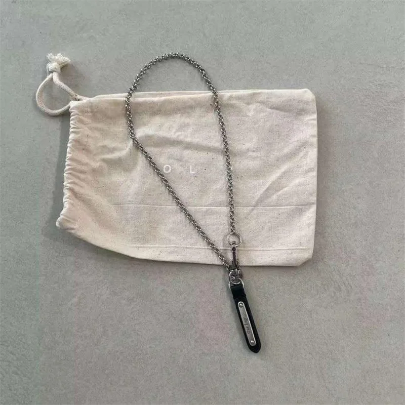 25SS Streetwear Leather Metal Letter Pendant Necklace Dual Purpose Pants Chain Accessory