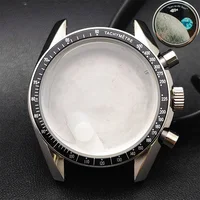 Caja de metal para relojes de hombre de 39,7mm compatible con movimiento VK63, accesorios para cajas de reloj, piezas de reloj con cristal de zafiro, compatible con correa de 20mm