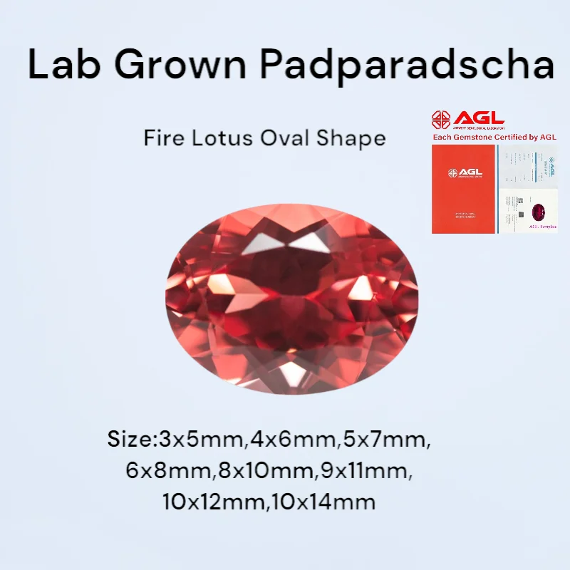 

L-Lab Grown Padparadscha Fire Lotus Oval Shape Multiple Sizes Loose Gemstone With Certificate For Jewelry Diy Making