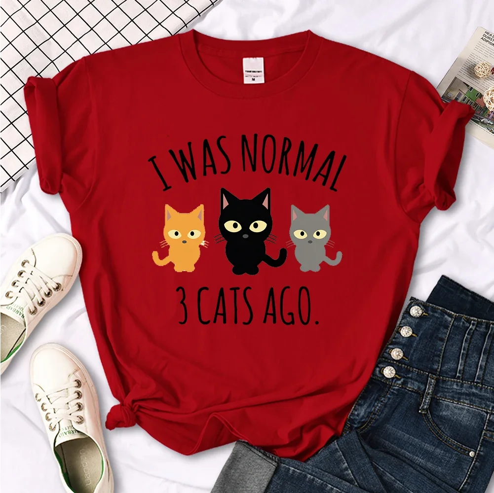 كنت عادية القطط قبل طباعة المرأة التي شيرت ملابس الصيف عادية Harajuku كم ملابس نسائية غير رسمية الشارع الملابس الجمالية #6