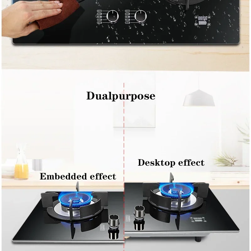 Intelligent Timing Gas Stove Household Embedded Double Stove Natural Gas Liquefied Gas Stove With High Firepower