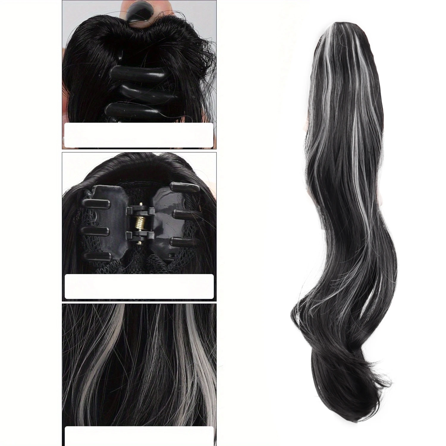 Synthetic Small Claw Clip Ponytail Wig Long Curly Fake Ponytail Hair Extension New Improved Grab Clip Ponytail Hairp