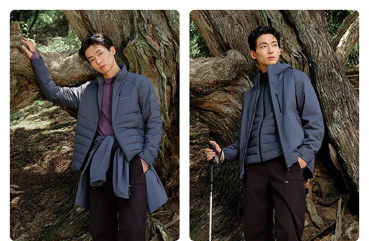 BOSIDENG 3‑In‑1 Outdoor Jacket 90 Goose Down 700+ Fill Power Detachable Liner Temperature Control Hooded Coat