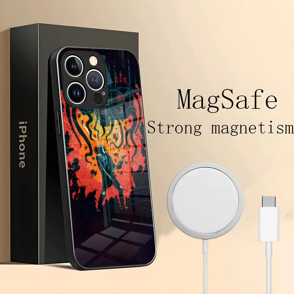 حافظة هاتف Eddie Munson لهاتف آيفون 15 Pro Max 14 Plus 12 Mini 11 13 16 Pro Max Magsafe غطاء زجاجي للشحن اللاسلكي #1