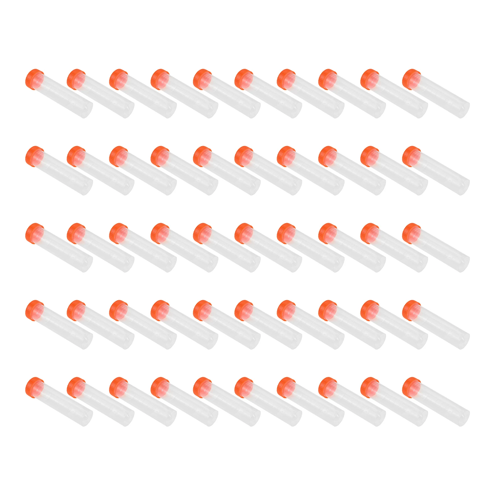 50pcs 50ml Self-Standing Plastic Centrifuge Tube Graduated Test Tube with Cap Pointed Flat-bottom Transparent Centrifuge Tube