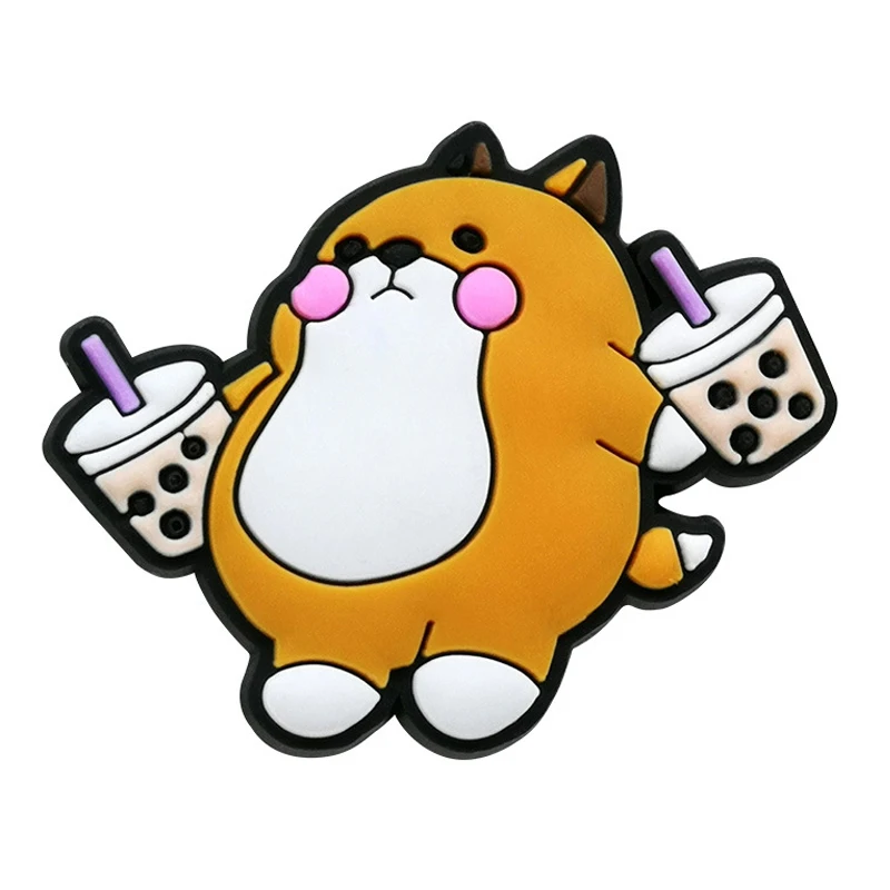 1pcs Cute Animals Boba Tea Frog Shoe Charms for Crocs Accessories Pin Sandals Decorations Adults Party Favor Gifts image 2