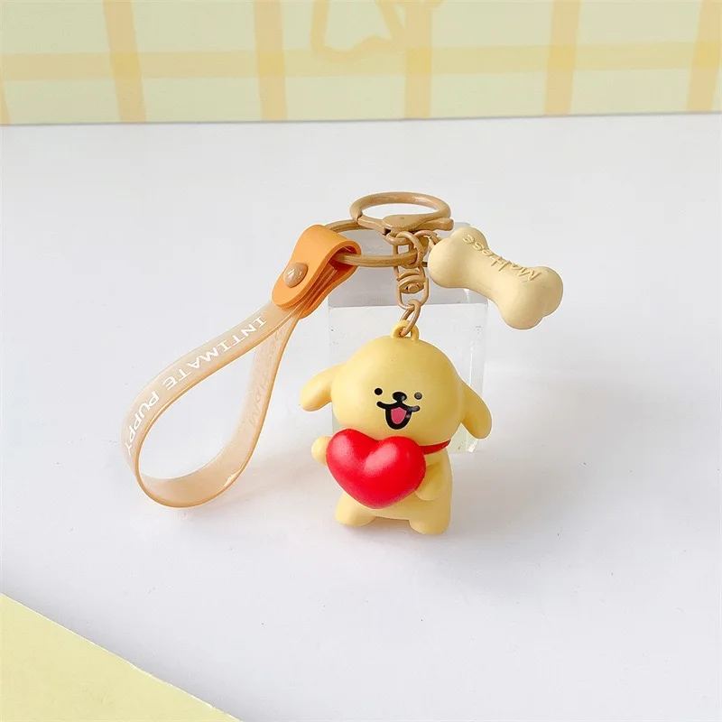 Cute Maltese Dog Keychain Pendant Figure Cartoon Puppy Car Mounted Accessories For Couples Model Ornaments Children\'s Toy Gifts