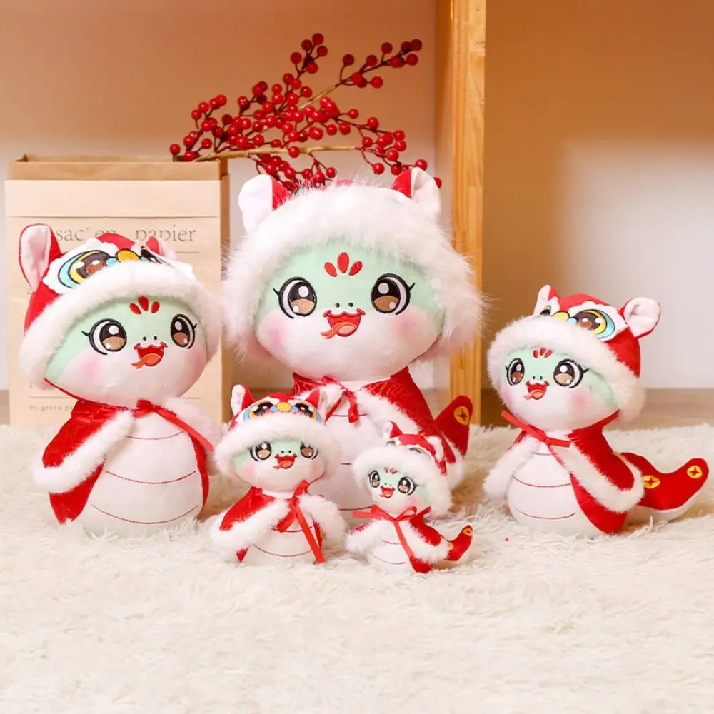 

Big Eyes 2025 Snake Year Mascot Toy Funny Kawaii Lucky Snake Plush Doll Hang with Caped Stuffed Animal Doll Children