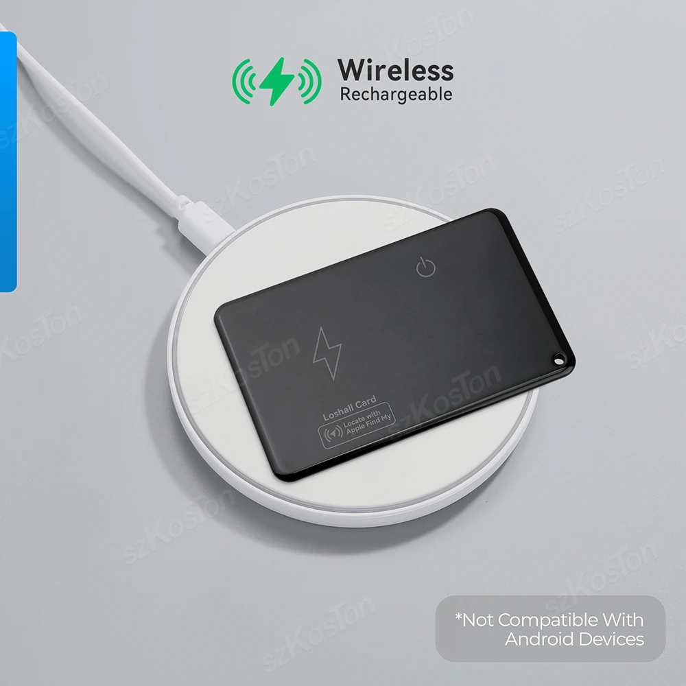 New Wireless Charging Wallet Tracker Card Waterproof GPS Locator Smart Tag Work with Apple Find My App Bluetooth Tracking