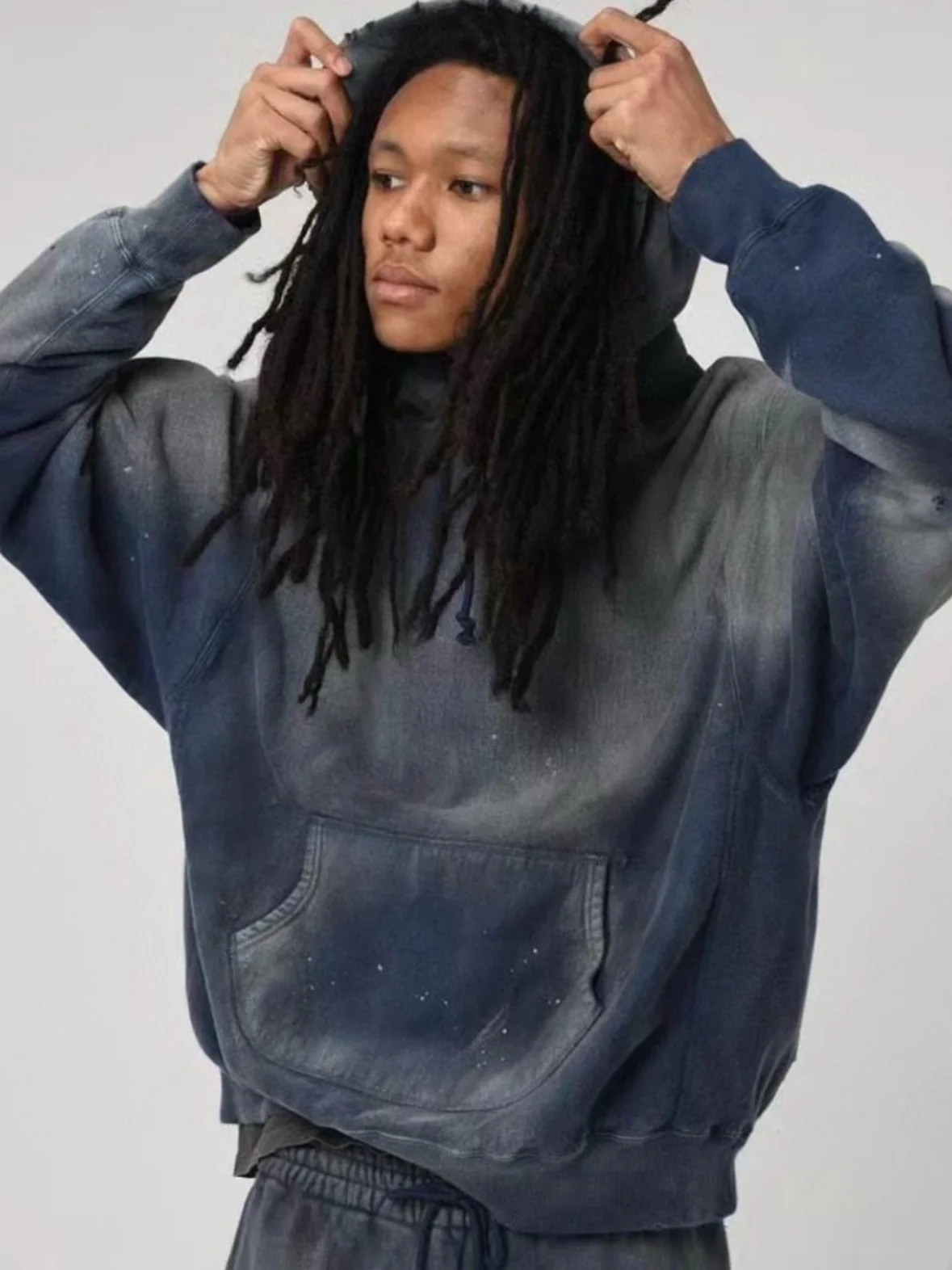 

Худи BOW 23AW с эффектом потертости, винтажный стиль, свободный крой, удобные теплые молодежные толстовка и спортивные брюки