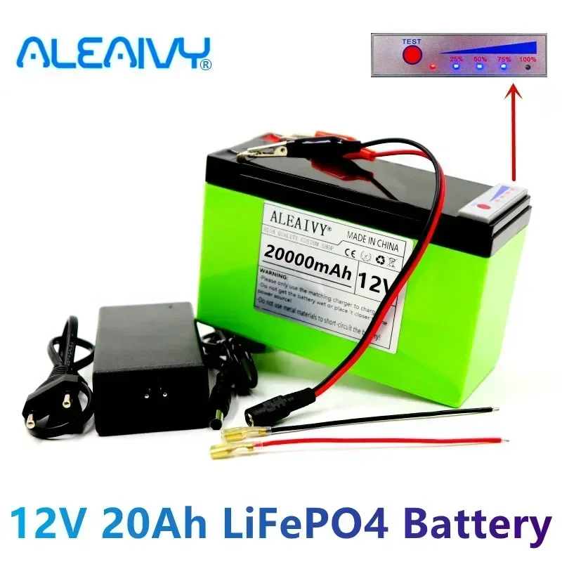 New Power Display 12v 20ah LiFePO4 Lithium Battery Pack Is Suitable for Solar Energy and Electric Vehicle Battery+12v 3a Charger