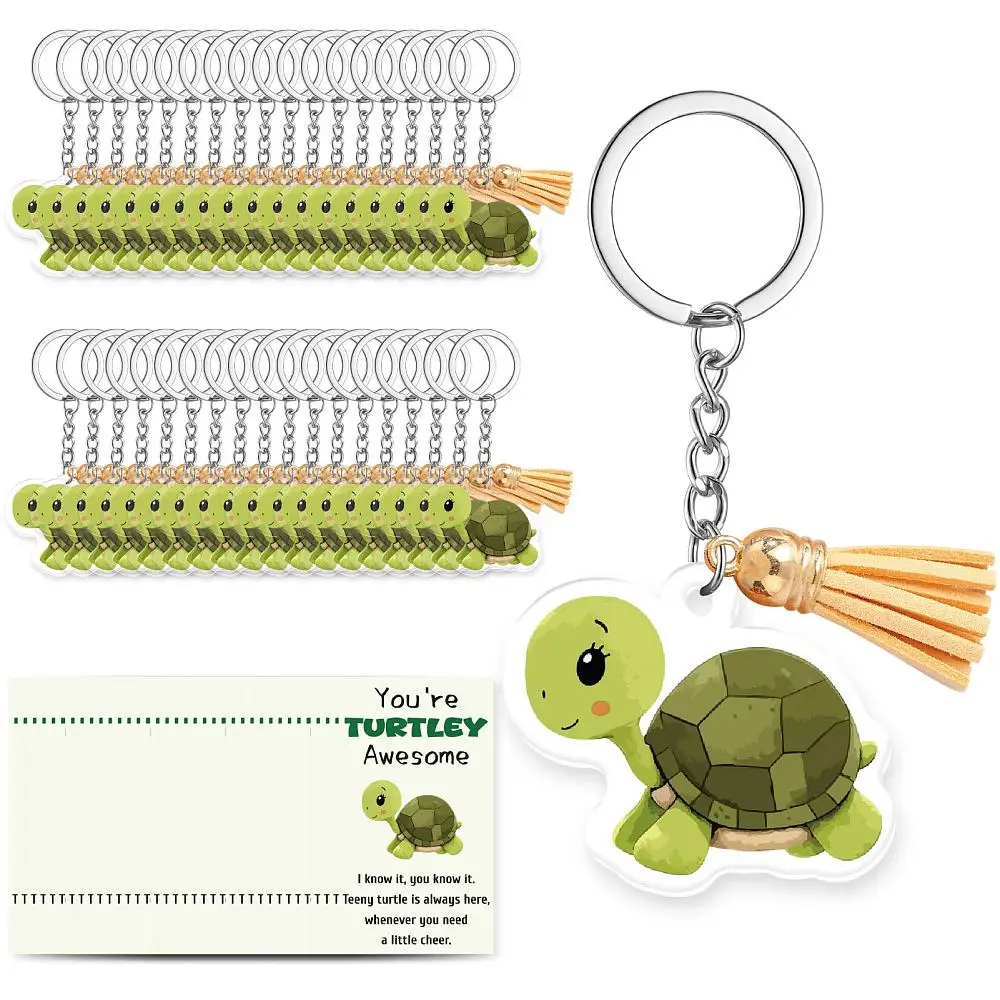 36Sets Acrylic Keychain for Employee Sea Turtle Tortoise Keychain Bulk with Jump Rings Tassel Pendant Encouragemen