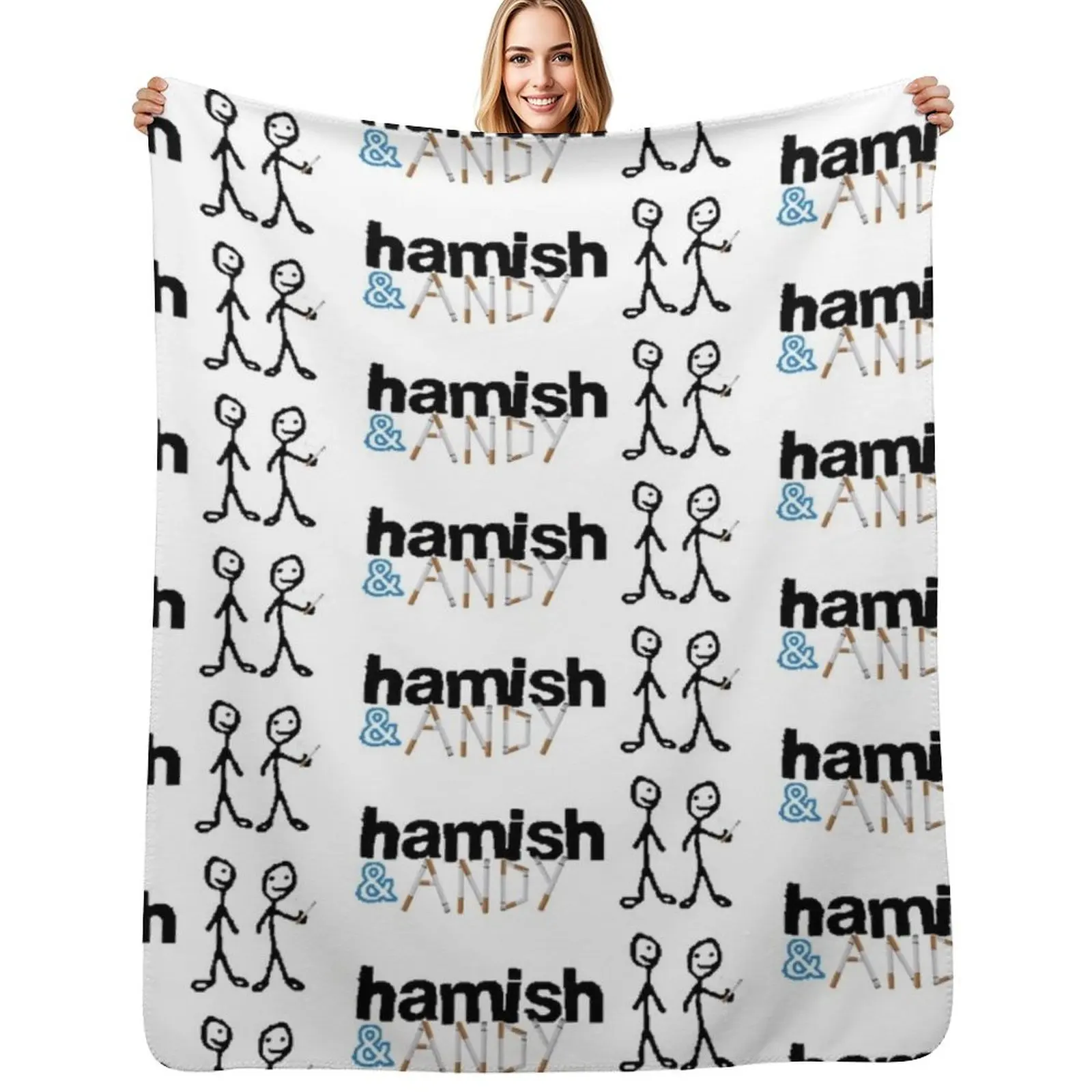 Hamish and Andy (cigarette smoker) Throw Blanket Custom warm winter Furry Single Softest Plaid Blankets