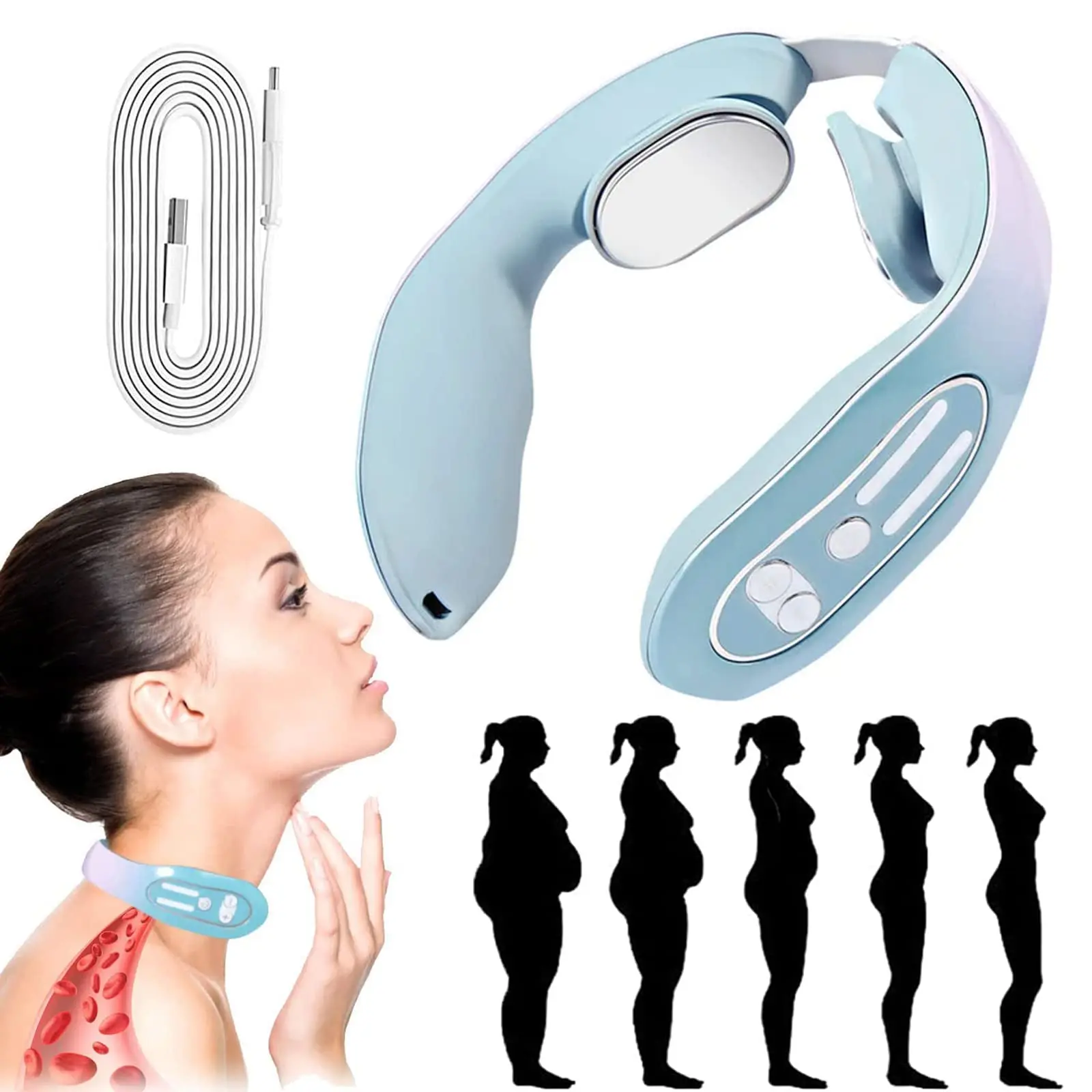 

EMS Neck Acupoints Lymphvity Massager 12 Modes Electric Pulse Back and Neck Massager Lymphatic Drainage Machine Pain Relief