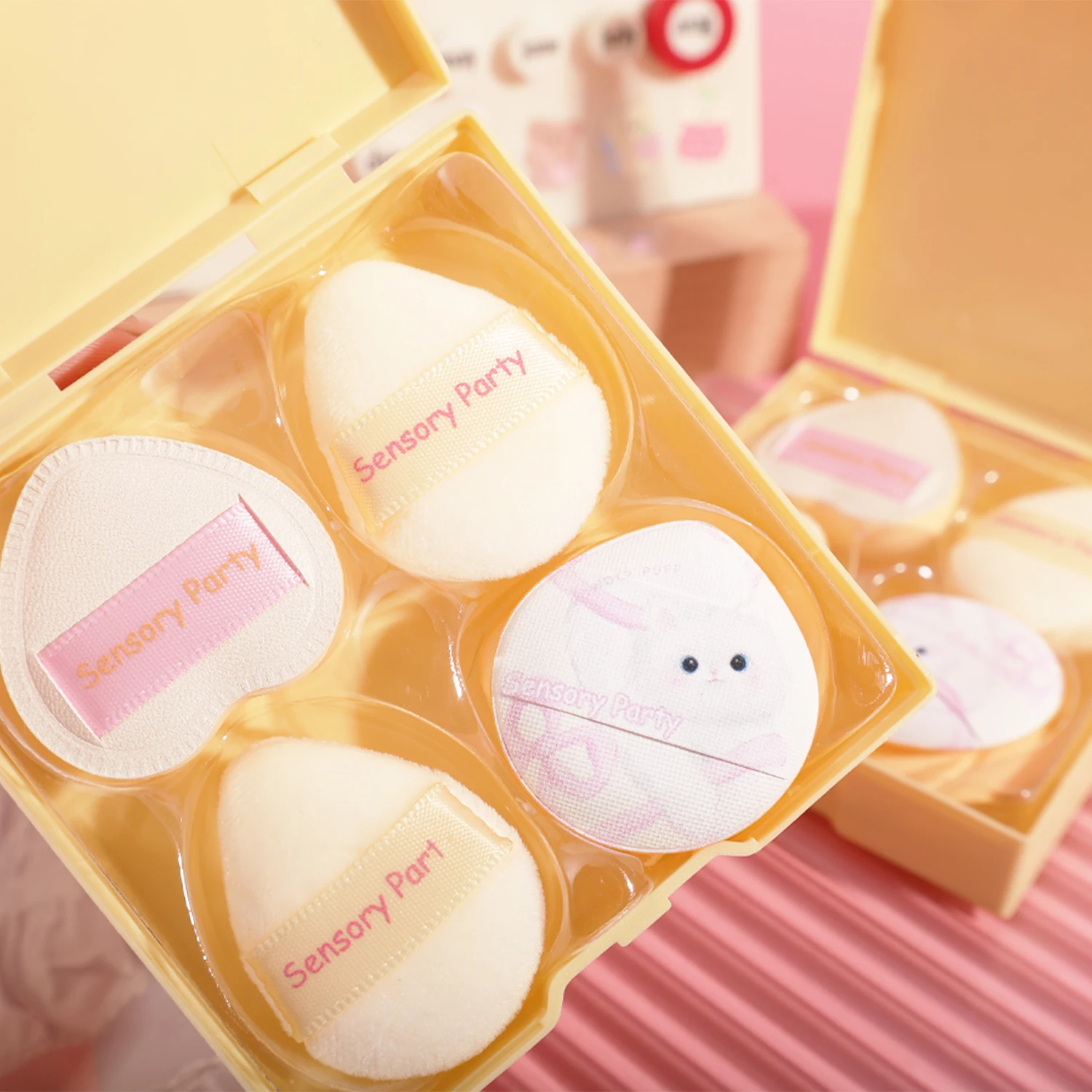 5pcs/set Mini Finger Puffs Face Concealer Cream Powder Applicator Makeup Tool Velvet Detail Liquid Foundation Sponge Beauty Puff