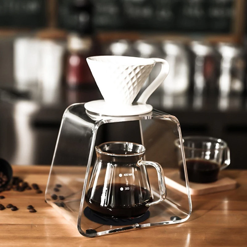 Coffee Dripper Stand Stable Tool Portable Non Slip Base Acrylic Reusable Gadget Clear Rack for Office Kitchen Home Bar Retail