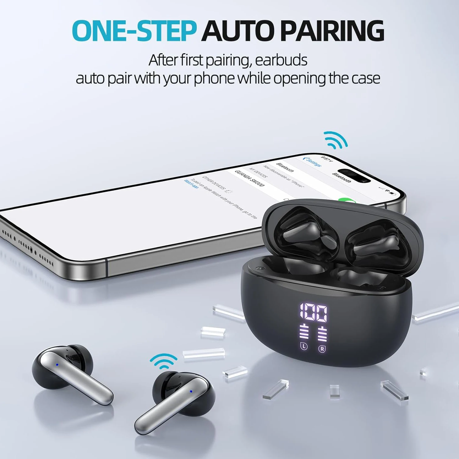 سماعات بلوتوث لاسلكية غامرة HD صوت عميق باس HiFi صوت ستيريو LED عرض الطاقة لتشغيل رياضات الألعاب