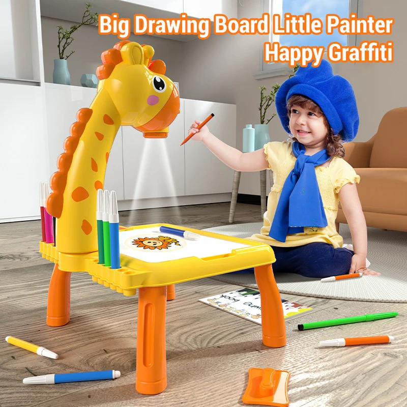 Proyector LED para niños, mesa de pintura artística, juguetes multifunción para niños, WordPad, manualidades, educación para estudiar, juguetes de pintura, regalo