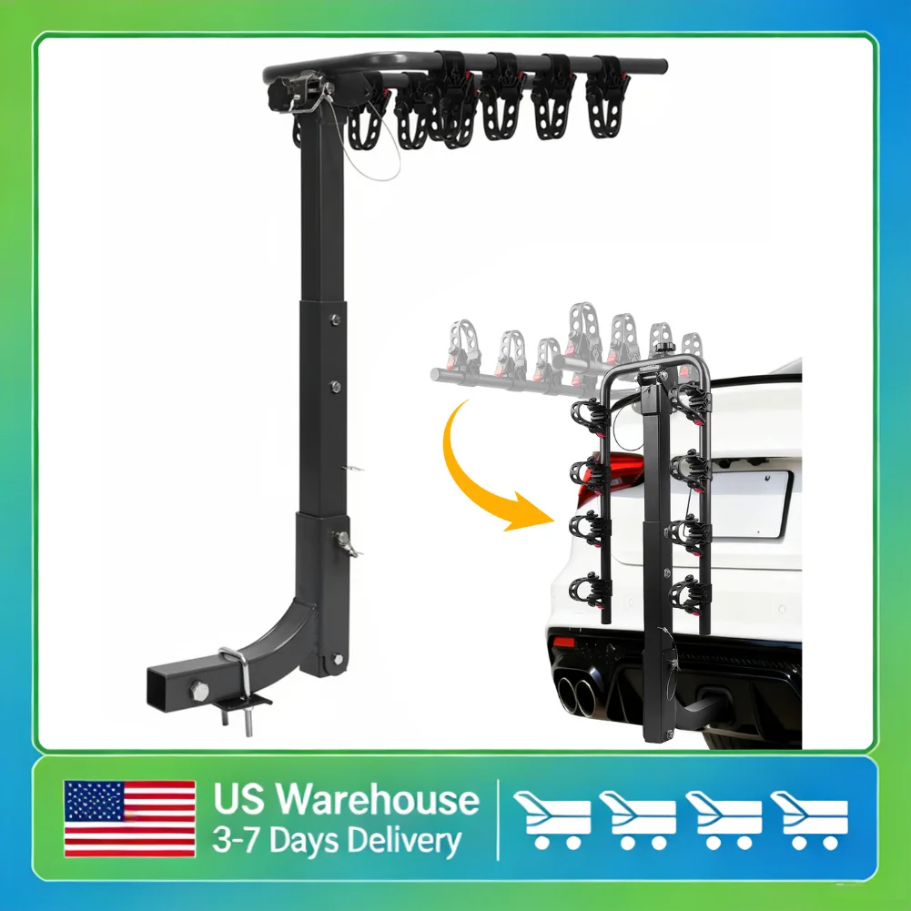 

Foldable 4-Bike Hitch Rack Anti-Rattle Stable Bike Carrier for Car SUV RV 2 Inch Hitch Portable Bicycle Transport Rack