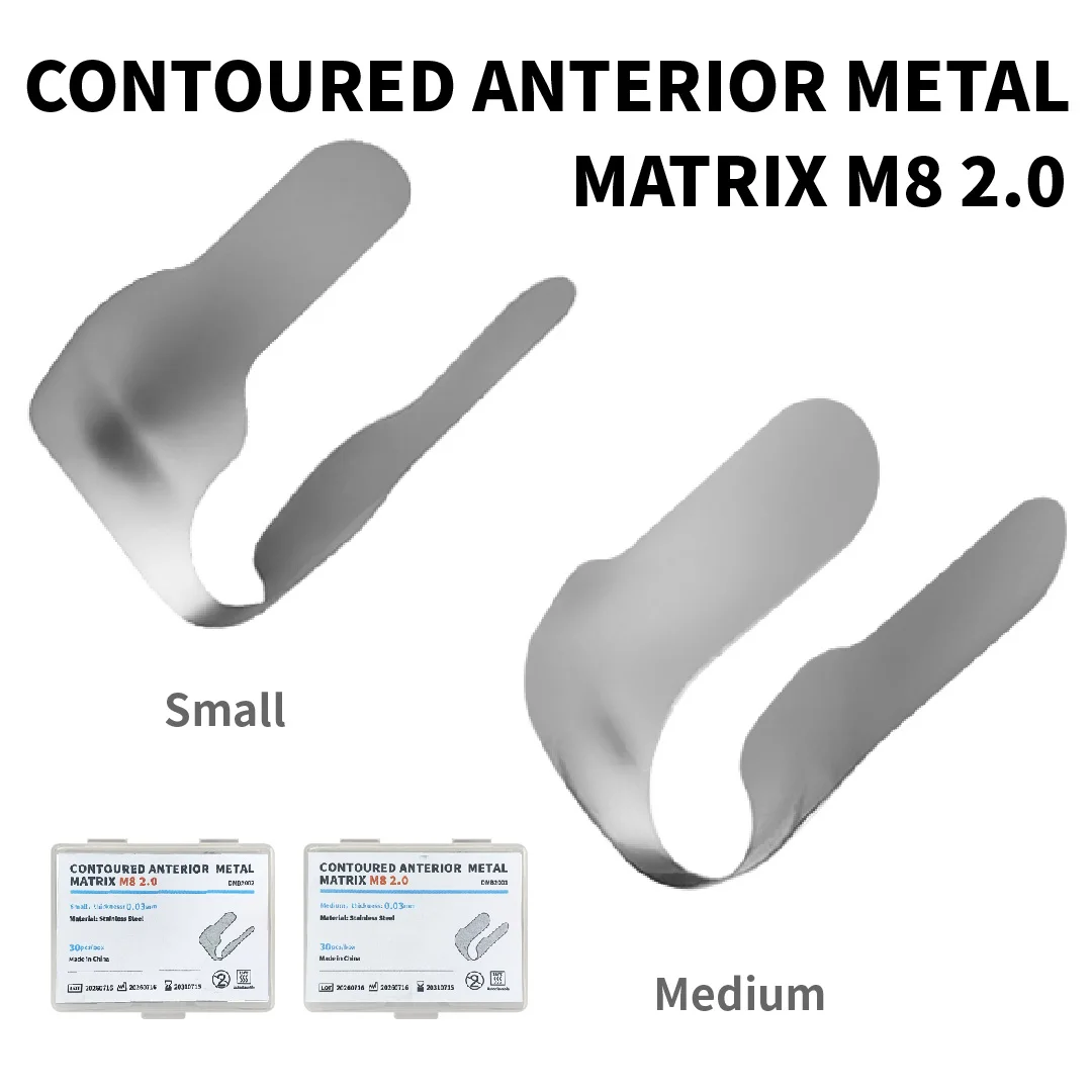 30PCS Dental Stainless Anterior Matrix Bands M8 2.0 Dentistry Tools