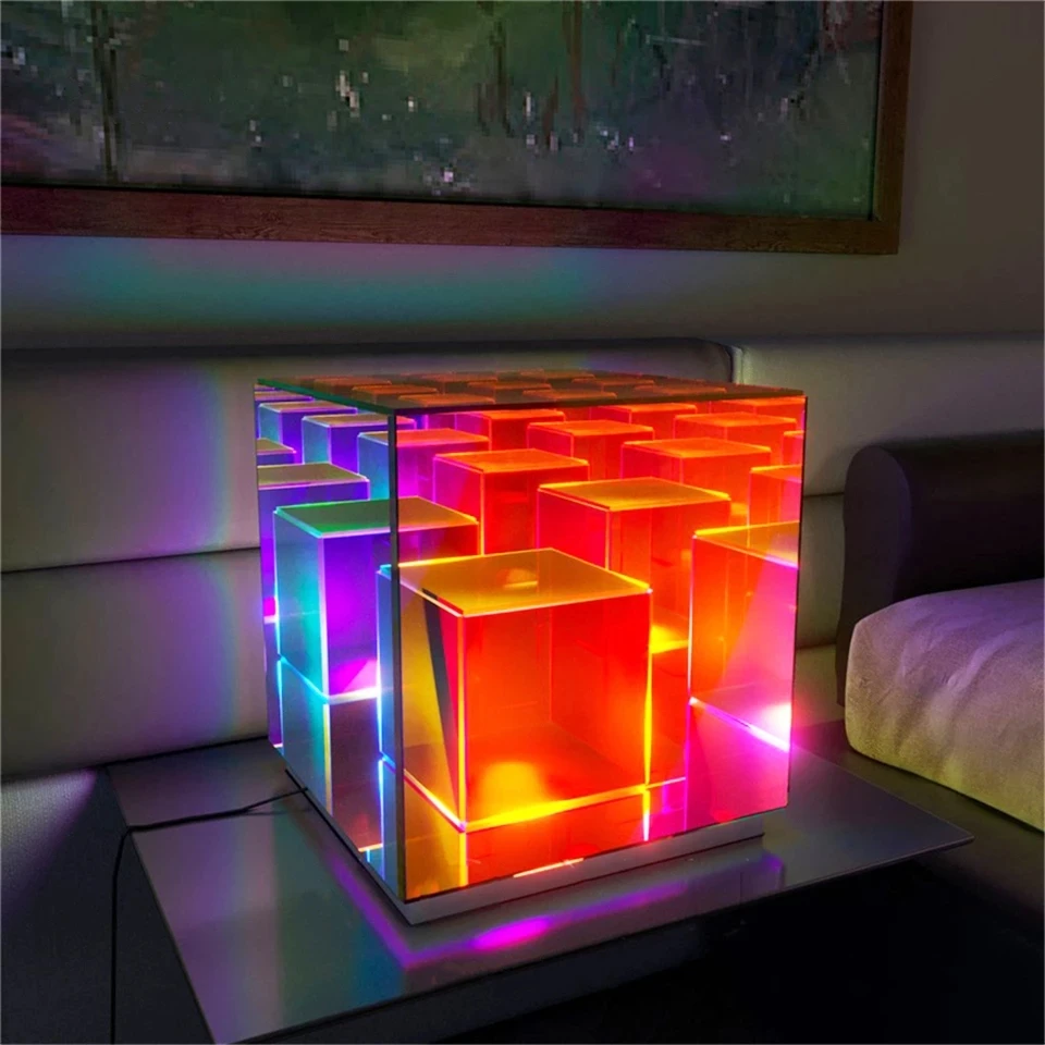 

Factory Wholesale Cube Lamp Bedroom Night Indoor Lighting Led Acrylic Magic Cube Color Table Light Decor