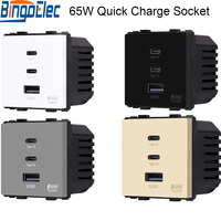 Bingoelec 65W PD Fast Charge Module Quick Charge Socket Part 1/2 USB Type-C 20W Wall Phone Charger Plug Support Glass Frames