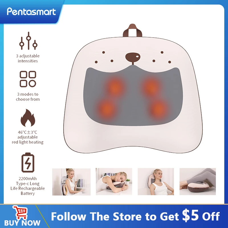 Waist Massager Electric Waist Back Massager Lumbar Vibration Massage Machine Muscle Relaxation Pain Relief Massage Throw Pillow