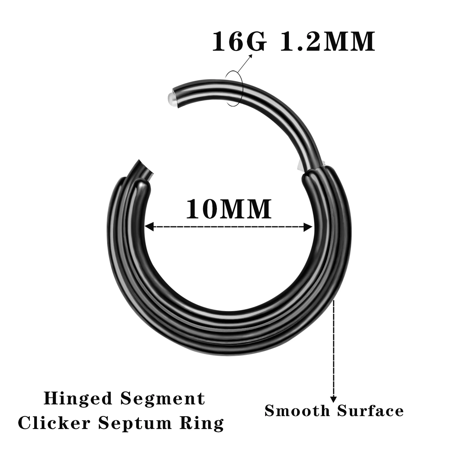 16G Hinged Septum Clicker Nose Ring Hypoallergenic Stainless Steel Hoop Daith Earring Piercing Jewelry