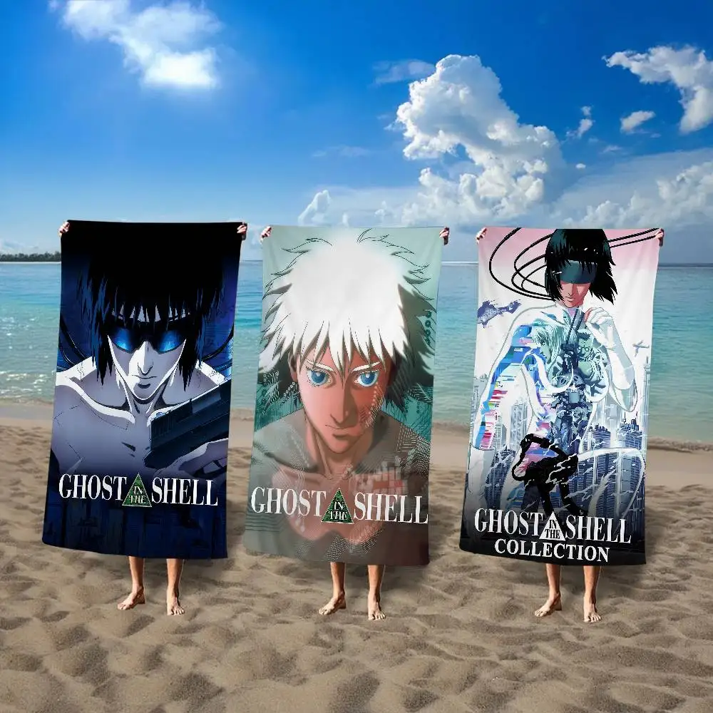 Classic Ghost in the Shell Beach Towel Colorful Bath Towels for Girl Microfiber Quick Dry Custom Sand Free Beach Yoga