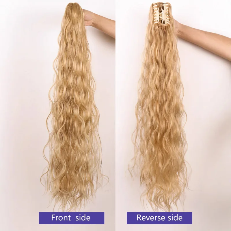 Women's fluffy flowing ponytail clip-on wig, easy to secure and won't fall off even when vigorously shaken view 3