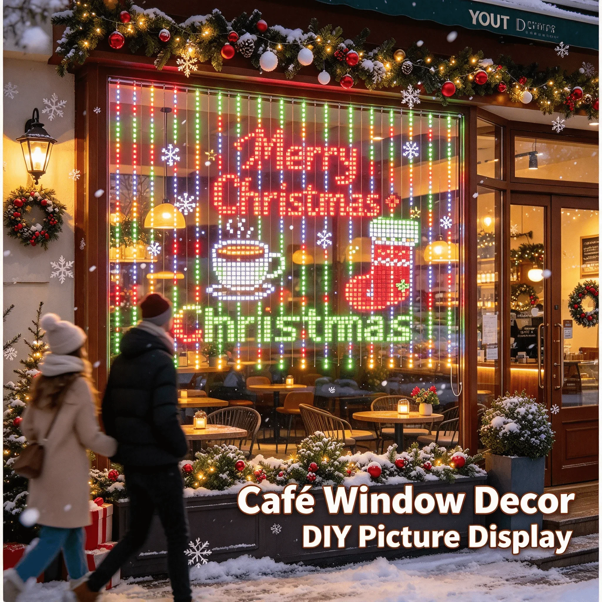 400LEDs Smart LED String Lights Curtain Garland Bluetooth APP Control Christmas DIY Picture Display Wedding Party Decor