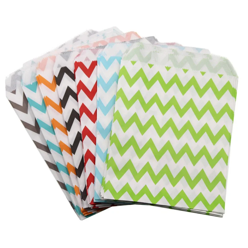 25pcs Multicolor Paper Bag Food Packaging Bag Guest Gift Bag Wedding Birthday Party Candy Bag Baby Shower Gender Reveal Gift Bag