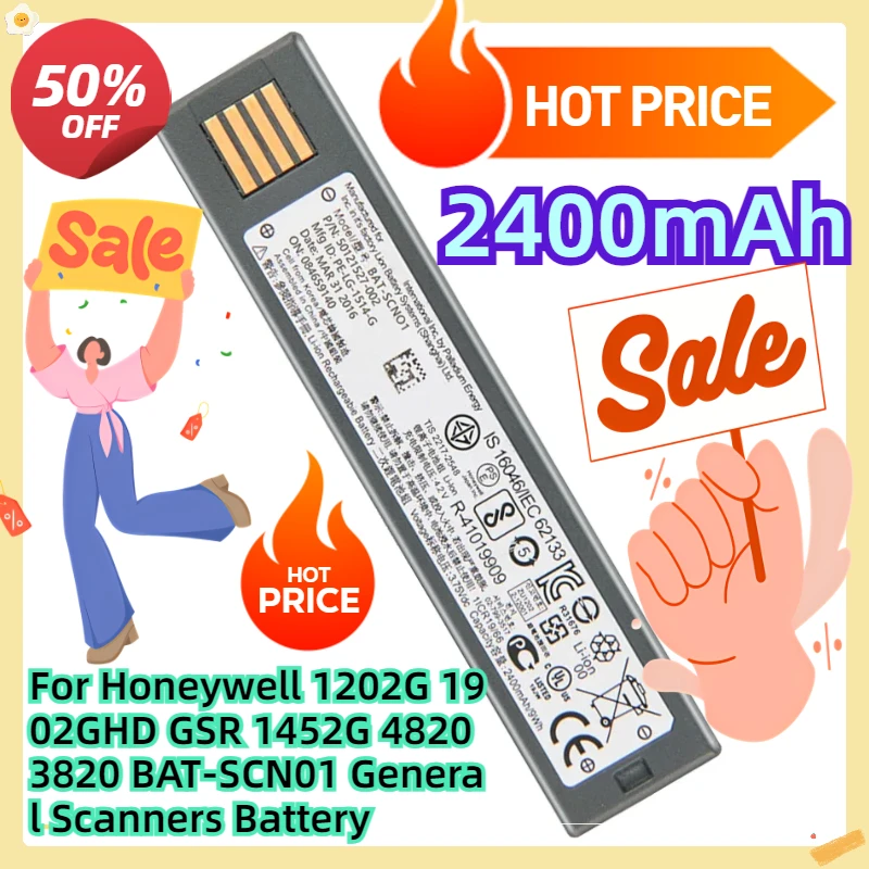 For Honeywell 1202G 1902GHD GSR 1452G 4820 3820 BAT-SCN01 General Scanners Battery 2400mAh