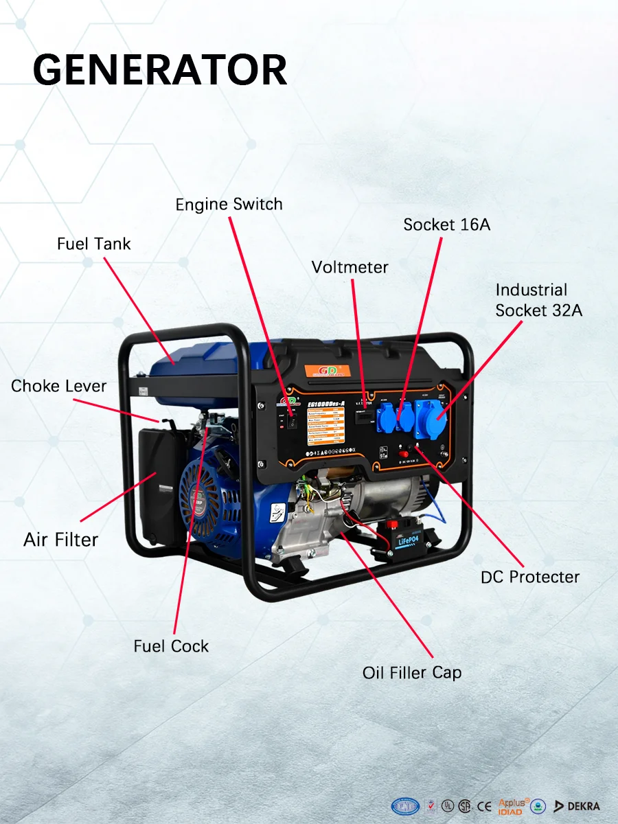 EG10000es-A 9kW 4-Stroke Air-Cooled Gas_oline Generator Electric Start 230V Stable Power