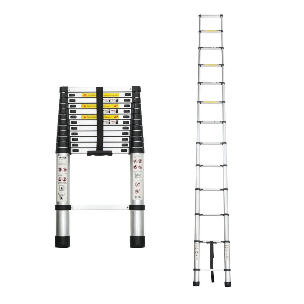 

16.5FT Telescoping Ladder: Aluminum Alloy Folding, Heavy Duty 300 lbs for Indoor/Outdoor Use
