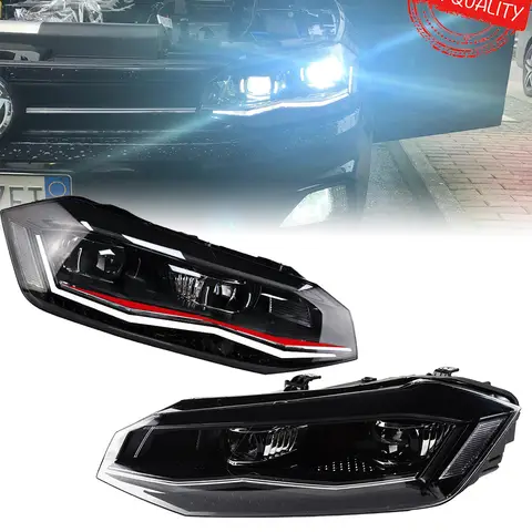 Strålkastare för VW POLO 2019-2021 Bil автомобильные товары LED DRL Hella Xenon Lens Hella Hid H7 POLO Biltillbehör 8 best sales Polo-strålkastare - №3