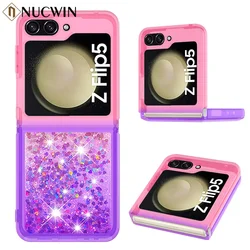 for Samsung Z Flip 6 5 4 3 Luxury Glitter Quicksand Case For Samsung Galaxy Z Flip 6 Flip 5 4 3 Gradient Love Heart Bling Cover