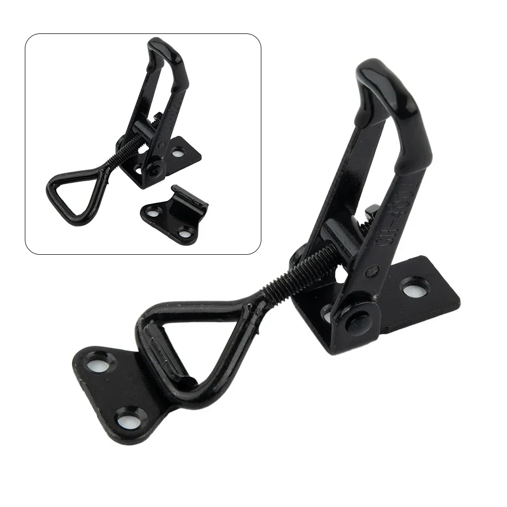 90x27mm Lockers Toggle Clamp Steel Hasp 220lbs Adjustable Black Plated Catch Clip For Lock-Handle-less Boxe