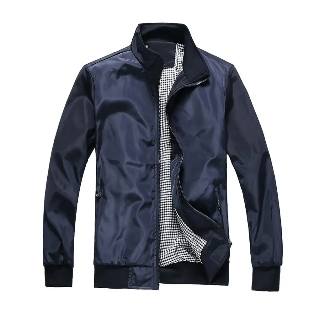 Qualidade jaqueta bomber sólida casual jaqueta masculina primavera outono outerwear mandarim jaquetas esportivas para homens chaquetas hombre