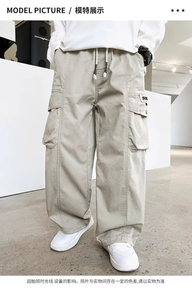 2026 Spring New Boys Cargo Pants Autumn Teen Boys Streetwear Baggy Trousers For 5 6 8 10 12 14Y Kids Casual Handsome Long Pants