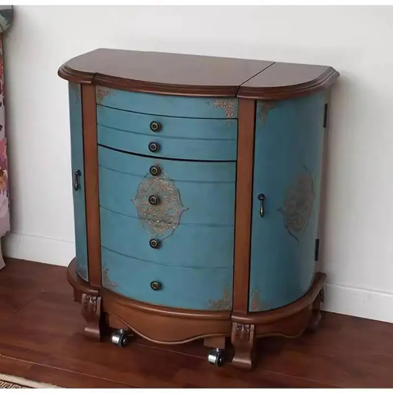 الفاخرة المخفية الغرور الجدول Dest الطبيعية خشبية الزاوية درج ماكياج الغرور مكتب مرآة خمر Coiffeuse Chambre أثاث المنزل