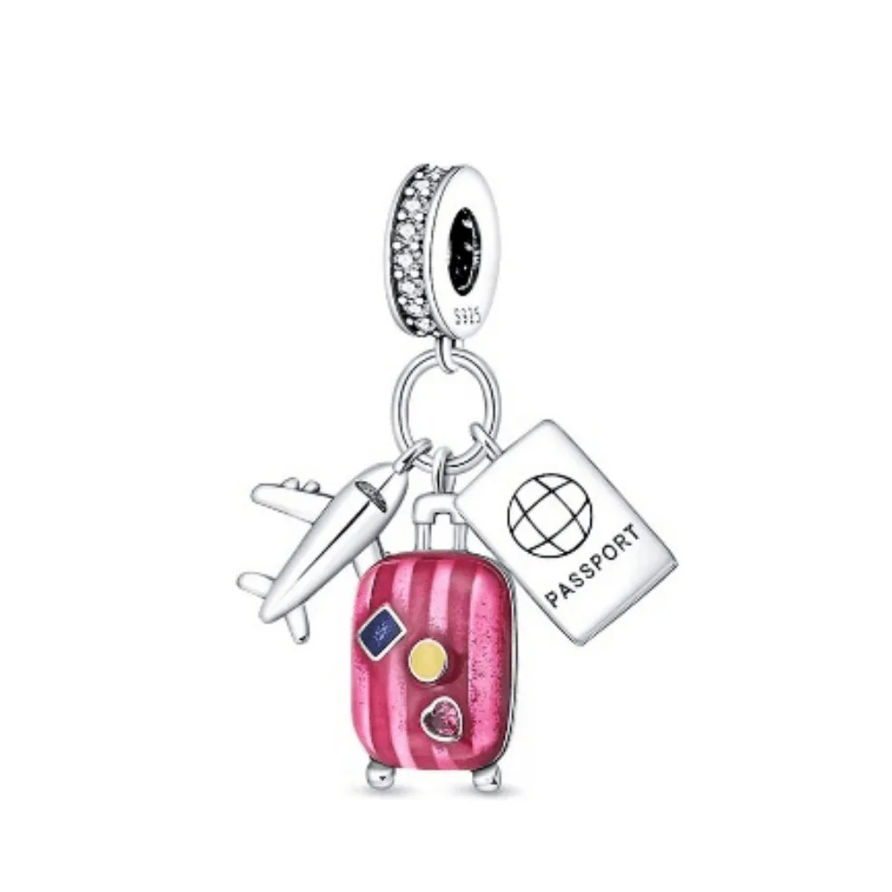 Original 925 Sterling Silver Medicine Cabinet Stethoscop Charm Bow travel Beads Religious Cross Pendant Fit Bracelet DIY Jewelry
