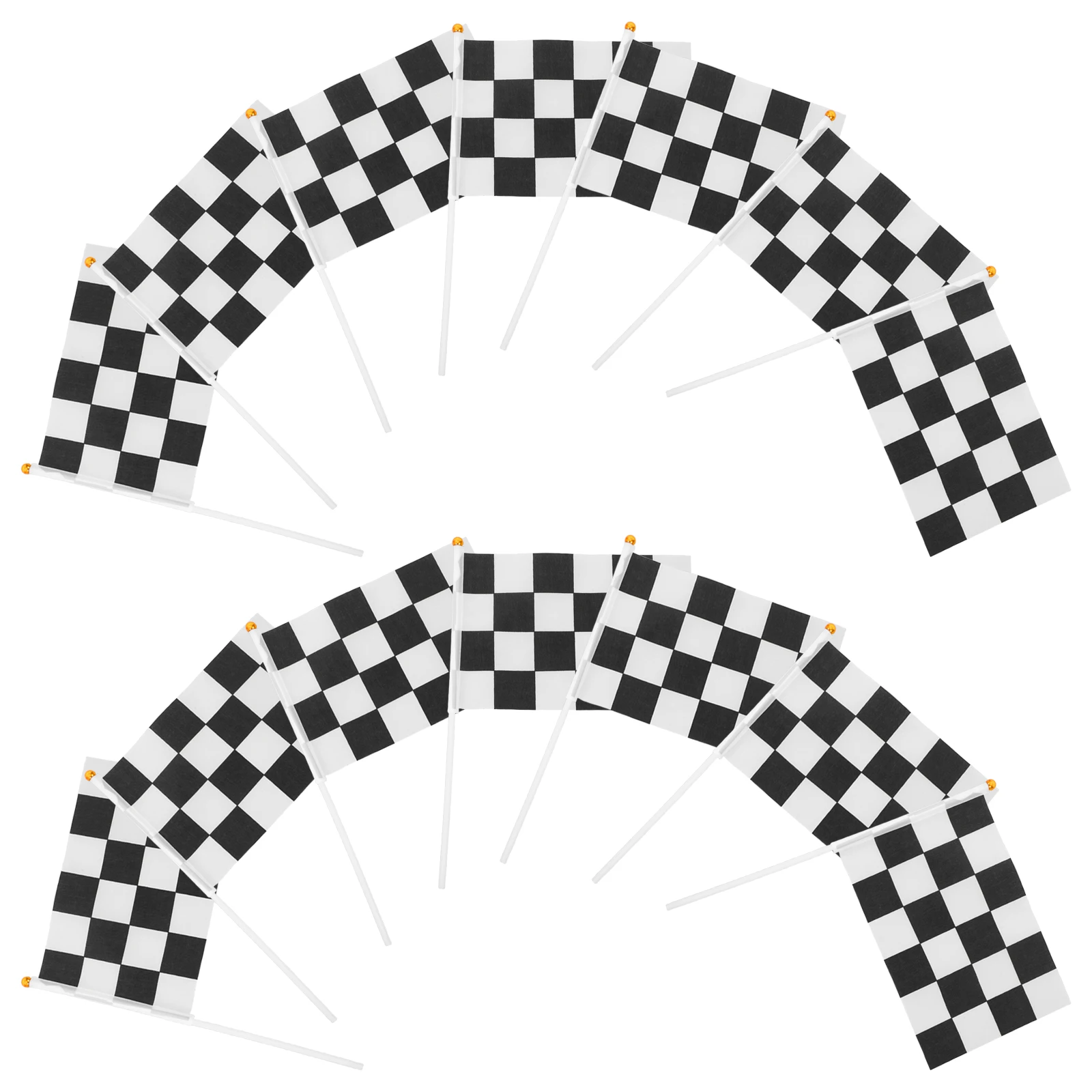

50pcs Waving Racing Stick Mini Checkered Car Party Favors Black White Chequered Sturdy Plastic Stick Washable Sports