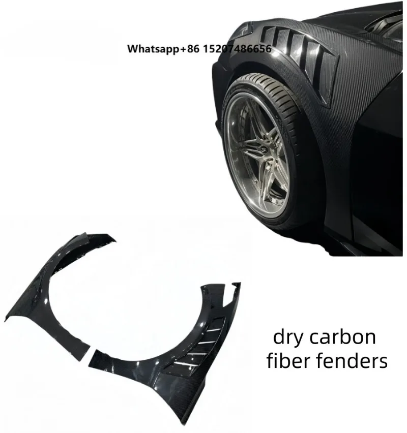 New  New Design Open Hole Dry Carbon Fiber Fenders for Corvette C8, Weight Halved, Perfectly Fit Original Car