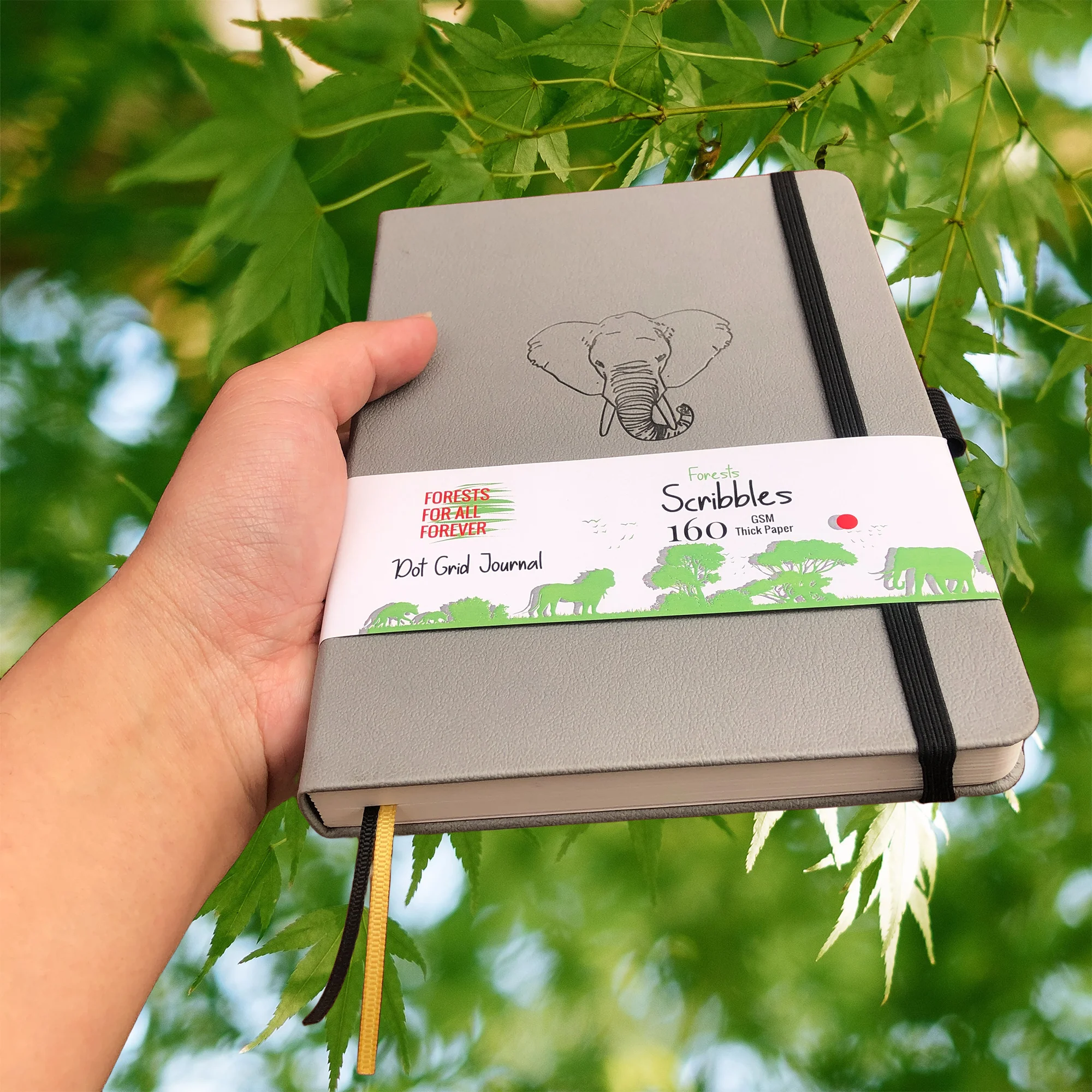 BUKE Elephant Dotted Journal, 160 g/m2 dickes cremefarbenes Papier-Notizbuch mit Punktraster, 160 Seiten nummeriert, 5 x 5 mm DOT-GRID-Layouts, zusätzlich – Detail 4