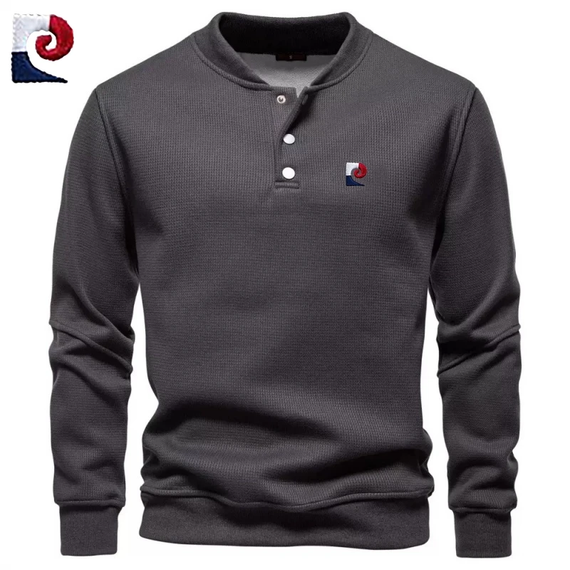 Spring and Autumn men's high-quality Henry collar polo shirt, new fashionable, casual, breathable and versatile top