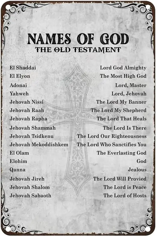 Gottes Namen - Altes Testament Metallschilder Deko Wanddekoration Plakette Retro Blechschild Poster für Zuhause Küche Bar Café
